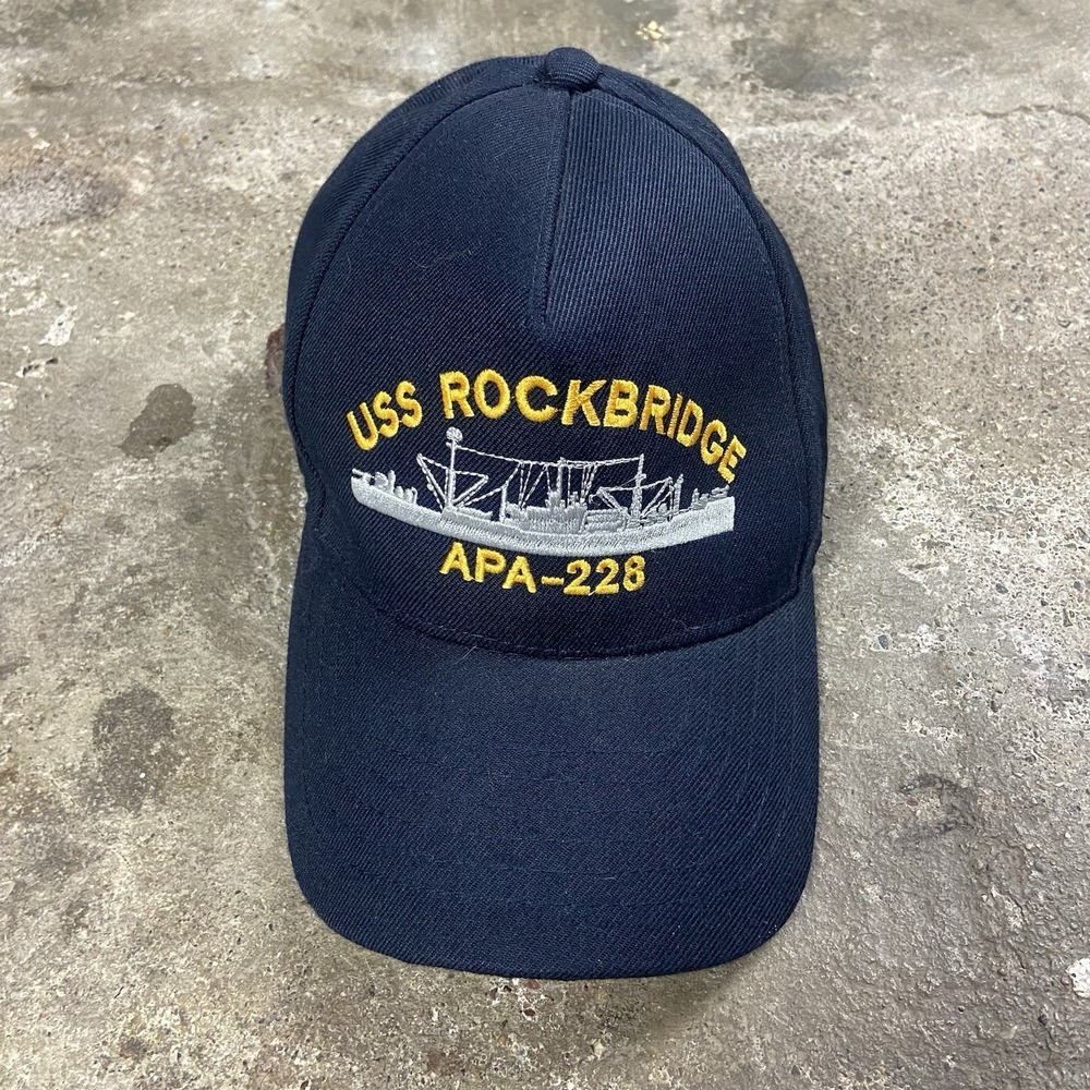 USS Rockbridge Military Cap Strap Back Adjustable Navy Blue‎ WWII Navy APA-228